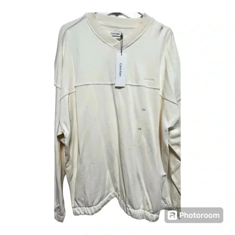 Calvin Klein Man White Sweater Size L NEW